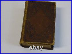 Miniature Antique Vintage 1877 BIBLE Brown gold edges Leather Bound Book 3.5x5