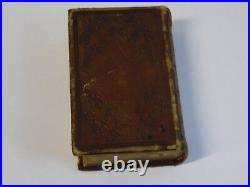 Miniature Antique Vintage 1877 BIBLE Brown gold edges Leather Bound Book 3.5x5