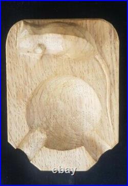 Mouseman Ashtray Vintage Hand Carved English Oak Robert Mousey Thompson Kilburn