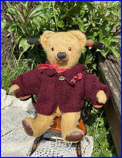 Mrs Pudding 14.5 c1950's Loved English Teddy Bear Old Antique Mohair Teddy