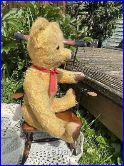 Mrs Pudding 14.5 c1950's Loved English Teddy Bear Old Antique Mohair Teddy