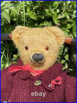 Mrs Pudding 14.5 c1950's Loved English Teddy Bear Old Antique Mohair Teddy