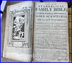 New Evangelical Family Bible Timothy Priestley 1793 Antique Vintage Rare London