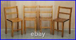 Nice Vintage Set Of Circa 1930's English Oak Stacking Chairs With Period Finish