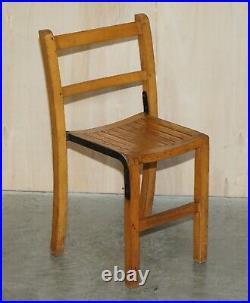 Nice Vintage Set Of Circa 1930's English Oak Stacking Chairs With Period Finish