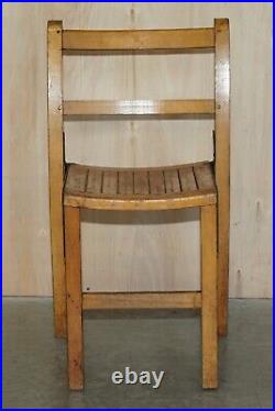 Nice Vintage Set Of Circa 1930's English Oak Stacking Chairs With Period Finish