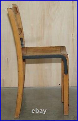 Nice Vintage Set Of Circa 1930's English Oak Stacking Chairs With Period Finish