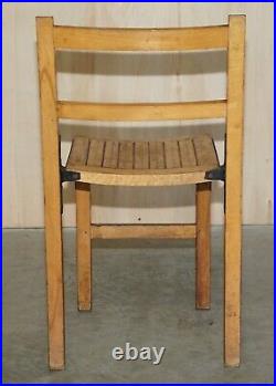 Nice Vintage Set Of Circa 1930's English Oak Stacking Chairs With Period Finish