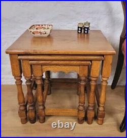 Oak Nest of Tables Vintage Country English Rectangular Postage Available