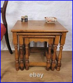 Oak Nest of Tables Vintage Country English Rectangular Postage Available