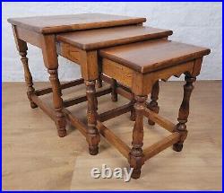 Oak Nest of Tables Vintage Country English Rectangular Postage Available