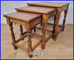 Oak Nest of Tables Vintage Country English Rectangular Postage Available