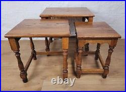 Oak Nest of Tables Vintage Country English Rectangular Postage Available