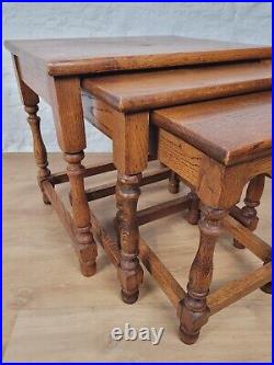 Oak Nest of Tables Vintage Country English Rectangular Postage Available