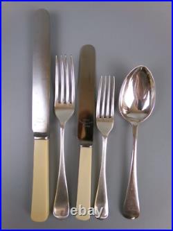 Old English Cutlery Set/Canteen. Silver Plated & Faux Bone. Spoons Forks. VTG