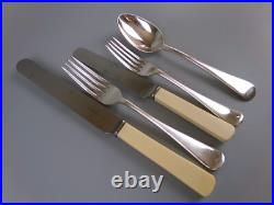 Old English Cutlery Set/Canteen. Silver Plated & Faux Bone. Spoons Forks. VTG