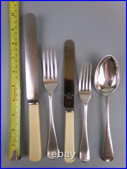 Old English Cutlery Set/Canteen. Silver Plated & Faux Bone. Spoons Forks. VTG