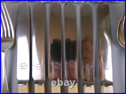 Old English Cutlery Set/Canteen. Silver Plated & Faux Bone. Spoons Forks. VTG