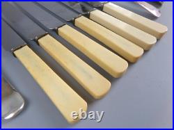 Old English Cutlery Set/Canteen. Silver Plated & Faux Bone. Spoons Forks. VTG