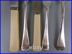 Old English Cutlery Set/Canteen. Silver Plated & Faux Bone. Spoons Forks. VTG