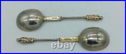 Old English Sterling Silver Vermeil Pair of Spoons Antique Decor Early 20th C