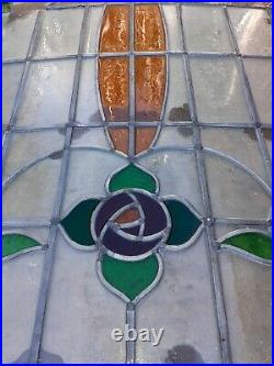 Old English Vintage Coloured Stained Glass Huge Window Ct11 Kent 31 x 30 large