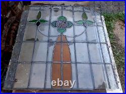 Old English Vintage Coloured Stained Glass Huge Window Ct11 Kent 31 x 30 large