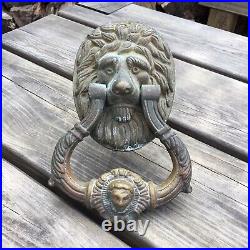 Old Vintage Antique Brass Large Lions Head Door Knocker 7 Long Inc Knocker