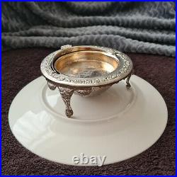 Old Vintage Silver-Plated Caviar Container English Marked Hooded Original Liner