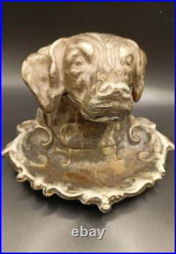 Old antique metal vintage ashtray in the shape of an English Setter dog USSR