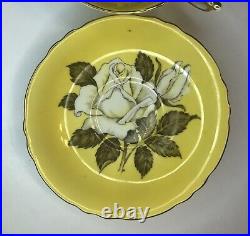 PARAGON TEACUP AND SAUCER SET Yellow Cabbage Rose Antique Vintage England