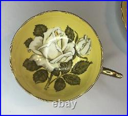 PARAGON TEACUP AND SAUCER SET Yellow Cabbage Rose Antique Vintage England