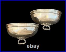 Pair Antique/Vintage Victorian English Silver Meat Dome Wall Planters Sconces