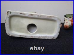 Pair Antique Vintage Victorian Staffordshire Pottery Cow Spill Vase Vases VGC