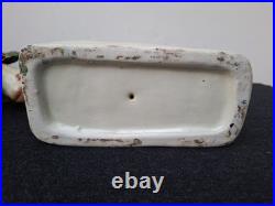 Pair Antique Vintage Victorian Staffordshire Pottery Cow Spill Vase Vases VGC