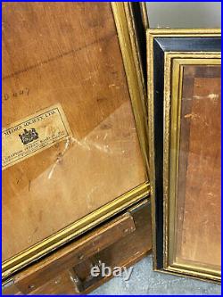 Pair English Antique Vintage Frames Black Gold Gilt Frame Mirror Medici Society