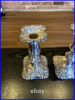 Pair Of Antique Vintage Silverplate On Copper English Candlestick Holders, 6