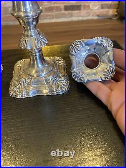 Pair Of Antique Vintage Silverplate On Copper English Candlestick Holders, 6