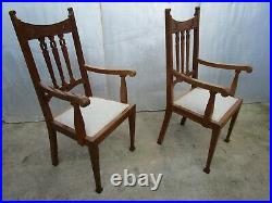Pair Of Beautiful Vintage Antique English Oak High Backed Carver Chairs