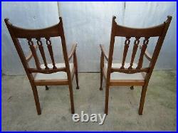 Pair Of Beautiful Vintage Antique English Oak High Backed Carver Chairs