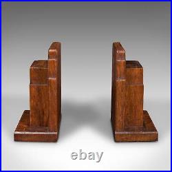 Pair Of Vintage Decorative Bookends, English, Oak, Book Rest, Early 20th, C. 1930