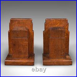 Pair Of Vintage Decorative Bookends, English, Oak, Book Rest, Early 20th, C. 1930