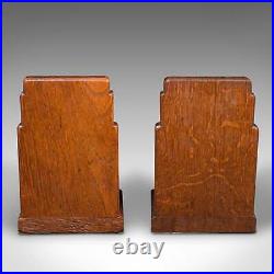 Pair Of Vintage Decorative Bookends, English, Oak, Book Rest, Early 20th, C. 1930