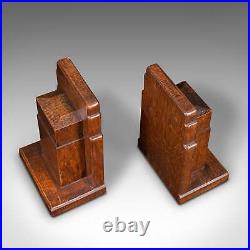 Pair Of Vintage Decorative Bookends, English, Oak, Book Rest, Early 20th, C. 1930