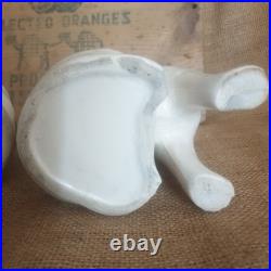 Pair Vintage Antique Staffordshire 7.75 Wally Cats Mantle White Gold open legs