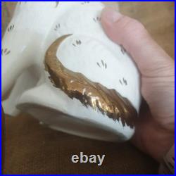 Pair Vintage Antique Staffordshire 7.75 Wally Cats Mantle White Gold open legs