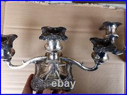 Pair Vintage Antique Viking Silver Plate Candlesticks Old English Reproduction