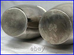 Pair Vintage English Art Deco Style Silver Snowmen Cocktail Bar Drinks Shakers