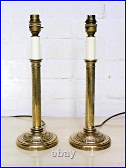 Pair of Table Lamps Vintage Valsan Solid Brass English Column Lamp Antique Style