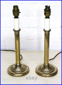 Pair of Table Lamps Vintage Valsan Solid Brass English Column Lamp Antique Style